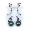 13.11 mm and 13.23 mm, Tahitian Pearl, Beetle with Flower Dangle Pearl Latch Back Earrings