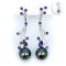 13.11 mm and 13.23 mm, Tahitian Pearl, Beetle with Flower Dangle Pearl Latch Back Earrings