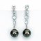 11.70 mm and 11.73 mm, Tahitian Pearl, Long Line Sky blue Topaz Dangle Pearl Latch Back Earrings