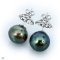 Approx. 13.0 -14.0 mm, Tahitian Pearl, Stud Pearl Earrings