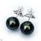 Approx. 13.0 - 14.0 mm, Tahitian Pearl, Stud Pearl Earrings