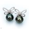 Approx. 14.0 -15.0 mm, Tahitian Pearl, Bow Vintage Pearl Stud Earrings