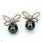 Approx. 12.0 mm, Tahitian Pearl, Bow Vintage Pearl Stud Earrings