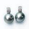 11.43 mm and 11.45 mm, Aloe Vera Gray, Tahitian Pearl, Diamond Band Stud Pearl Earrings