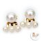 Approx. 3.0 mm and 7.0 mm, Akoya Pearl, Stud Pearl Earrings with Triple Pearl Arch Bridge Backs