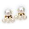 Approx. 3.0 mm and 7.0 mm, Akoya Pearl, Stud Pearl Earrings with Triple Pearl Arch Bridge Backs