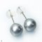 Approx. 10.0 - 11.0 mm, Aloe Vera Gray, Tahitian Pearl, Stud Earrings