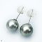 Approx. 10.0 - 11.0 mm, Aloe Vera Gray, Tahitian Pearl, Stud Earrings