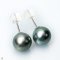 Approx. 10.0 - 11.0 mm, Aloe Vera Gray, Tahitian Pearl, Stud Earrings