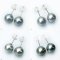 Approx. 10.0 - 11.0 mm, Aloe Vera Gray, Tahitian Pearl, Stud Earrings