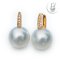 (PSL) Approx. 13.7 mm, Aurora Phoenix, Latch Back Diamond Paved Pearl Earrings