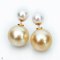 Approx. 7.0 mm and 13.0-14.0 mm, Akoya and South Sea Pearl,  Front Back Twin Pearl Double Stud Earrings