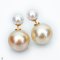 Approx. 7.0 mm and 13.0-14.0 mm, Akoya and South Sea Pearl,  Front Back Twin Pearl Double Stud Earrings