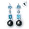 12.58 mm and 12.81 mm, Tahitian Pearl, Swiss Blue Topaz Jacket Dangle Pearl Latch Back Earrings