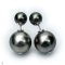 Approx. 7.0 mm and 12.0 -14.0 mm, Pewter Gray, Tahitian Pearl, Front Back Twin Pearl Double Stud Earrings