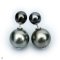 Approx. 7.0 mm and 12.0 -14.0 mm, Pewter Gray, Tahitian Pearl, Front Back Twin Pearl Double Stud Earrings