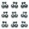 Approx. 7.0 mm and 12.0 -14.0 mm, Pewter Gray, Tahitian Pearl, Front Back Twin Pearl Double Stud Earrings