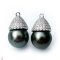 Approx. 12.0 - 13.0 mm, Tahitian Pearl, CZ Paved Umbrella Cap Pearl Drop