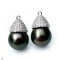 Approx. 12.0 - 13.0 mm, Tahitian Pearl, CZ Paved Umbrella Cap Pearl Drop