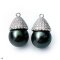Approx. 12.0 - 13.0 mm, Tahitian Pearl, CZ Paved Umbrella Cap Pearl Drop
