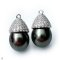 Approx. 12.0 - 13.0 mm, Tahitian Pearl, CZ Paved Umbrella Cap Pearl Drop