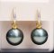 Approx. 13.0 mm, Tahitian Pearl, Jacket Pearl, CZ Paved Latch Back Earrings