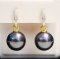 Approx. 13.0 mm, Tahitian Pearl, Jacket Pearl, CZ Paved Latch Back Earrings