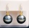 Approx. 13.0 mm, Tahitian Pearl, Jacket Pearl, CZ Paved Latch Back Earrings