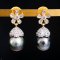 Approx. 11.0 mm, Tahitian Pearl, Sakura with Umbrella Cap Pearl Stud Earrings