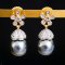 Approx. 11.0 mm, Tahitian Pearl, Sakura with Umbrella Cap Pearl Stud Earrings