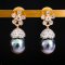 Approx. 11.0 mm, Tahitian Pearl, Sakura with Umbrella Cap Pearl Stud Earrings