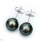 Approx. 12.0 mm, Tahitian Pearl, Stud Pearl Earrings