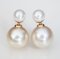 7.26 - 7.42 mm and 13.11 - 13.12 mm, Akoya Pearl and Gold South Sea Pearl, Front Back Twin Pearl Double Stud Earrings