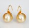 Approx.12.0 mm, Gold South Sea Pearl, Fish Hooks Spoon Stud Earrings