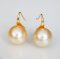 Approx. 13.0 mm, Gold South Sea Pearl, Fish Hooks Spoon Pearl Earrings