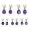 Approx. 6.0 mm, Akoya Pearl, Stud Pearl Earrings with Dangle Faceted Drop Amethyst