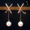 7.85 mm and 7.97 mm, Akoya Pearl, X- Diamond, Dangle Pearl Stud Earrings