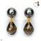 Approx. 7.0 mm, Tahitian Pearl, Stud Pearl Earrings with Dangle Faceted Drop Smoky Quartz