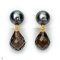 Approx. 7.0 mm, Tahitian Pearl, Stud Pearl Earrings with Dangle Faceted Drop Smoky Quartz