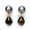 Approx. 7.0 mm, Tahitian Pearl, Stud Pearl Earrings with Dangle Faceted Drop Smoky Quartz