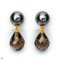 Approx. 7.0 mm, Tahitian Pearl, Stud Pearl Earrings with Dangle Faceted Drop Smoky Quartz