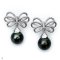 Approx. 13.0 mm, Tahitian Pearl, Vintage Bow Dangle Pearl Stud Earrings