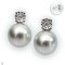 Approx. 6.0 mm, Akoya Pearl, Diamond Head Stud Pearl Earrings