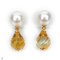 Approx. 8.0 - 9.0 mm, Akoya Pearl, Stud Pearl Earrings with Dangle Faceted Drop Citrine