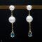 Approx. 6.0 and 8.0 mm, Freshwater Pearl, Stud Pearl Earrings with Dangle Pearl Drop Swiss Blue Topaz Chain Jacket