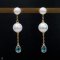 Approx. 6.0 and 8.0 mm, Freshwater Pearl, Stud Pearl Earrings with Dangle Pearl Drop Swiss Blue Topaz Chain Jacket