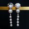 Approx. 3.0 - 5.0 mm, Akoya Pearl, Double Pearl Stud Earring with Dangle Pearl Row