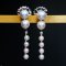 Approx. 3.0 - 5.0 mm, Akoya Pearl, Double Pearl Stud Earring with Dangle Pearl Row