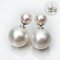 (PSL) Approx. 13.3 mm, Aurora Phoenix, Front Back Twin Pearl Double Stud Earrings