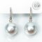 (PSL) Approx. 12.9 mm, Aurora Phoenix, Fish Hooks Diamond Paved Dangle Pearl Earrings